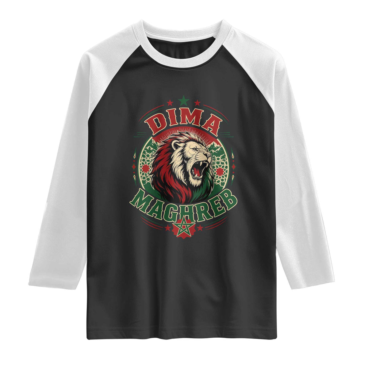 Dima Maghreb Morocco Lion Roar Raglan Shirt Proud Patriotic Moroccan Spirit Heritage Support