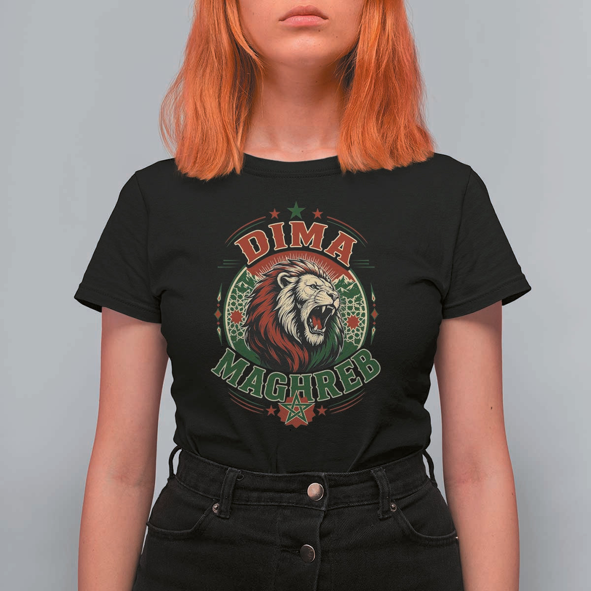 Dima Maghreb Morocco Lion Roar T Shirt For Women Proud Patriotic Moroccan Spirit Heritage Support