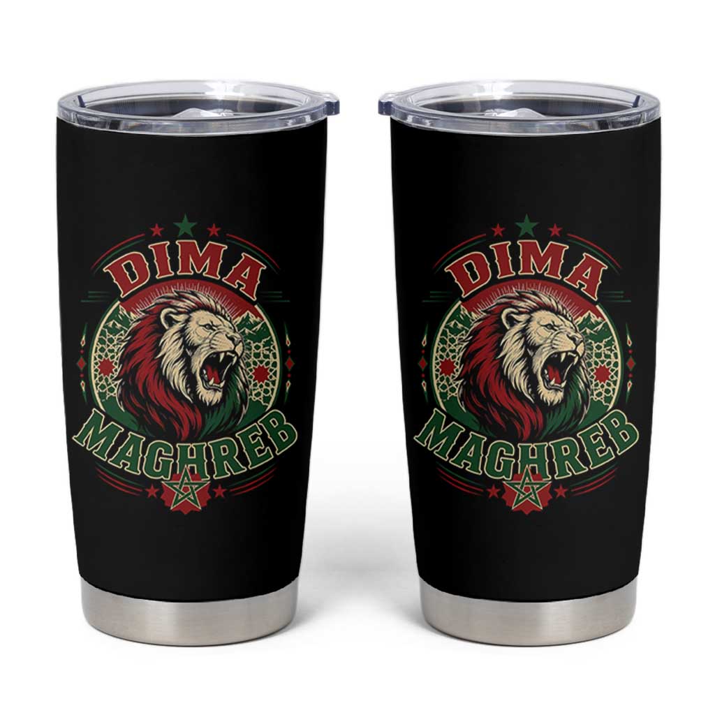 Dima Maghreb Morocco Lion Roar Tumbler Cup Proud Patriotic Moroccan Spirit Heritage Support