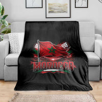 Waving Morocco Flag Stadium Lights Throw Blanket Patriotic Moroccan Soccer Fans