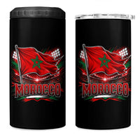 Waving Morocco Flag Stadium Lights 4 in 1 Can Cooler Tumbler Patriotic Moroccan Soccer Fans