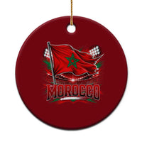 Waving Morocco Flag Stadium Lights Ceramic Ornament Patriotic Moroccan Soccer Fans