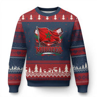 Waving Morocco Flag Stadium Lights Ugly Christmas Sweater Patriotic Moroccan Soccer Fans