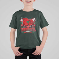 Waving Morocco Flag Stadium Lights T Shirt For Kid Patriotic Moroccan Soccer Fans