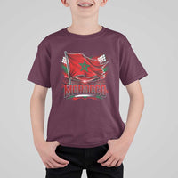 Waving Morocco Flag Stadium Lights T Shirt For Kid Patriotic Moroccan Soccer Fans