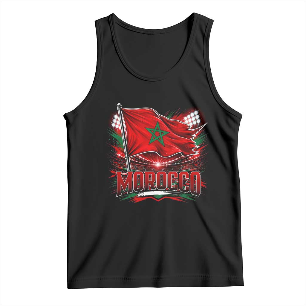 Waving Morocco Flag Stadium Lights Tank Top Patriotic Moroccan Soccer Fans