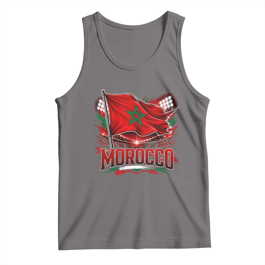 Waving Morocco Flag Stadium Lights Tank Top Patriotic Moroccan Soccer Fans