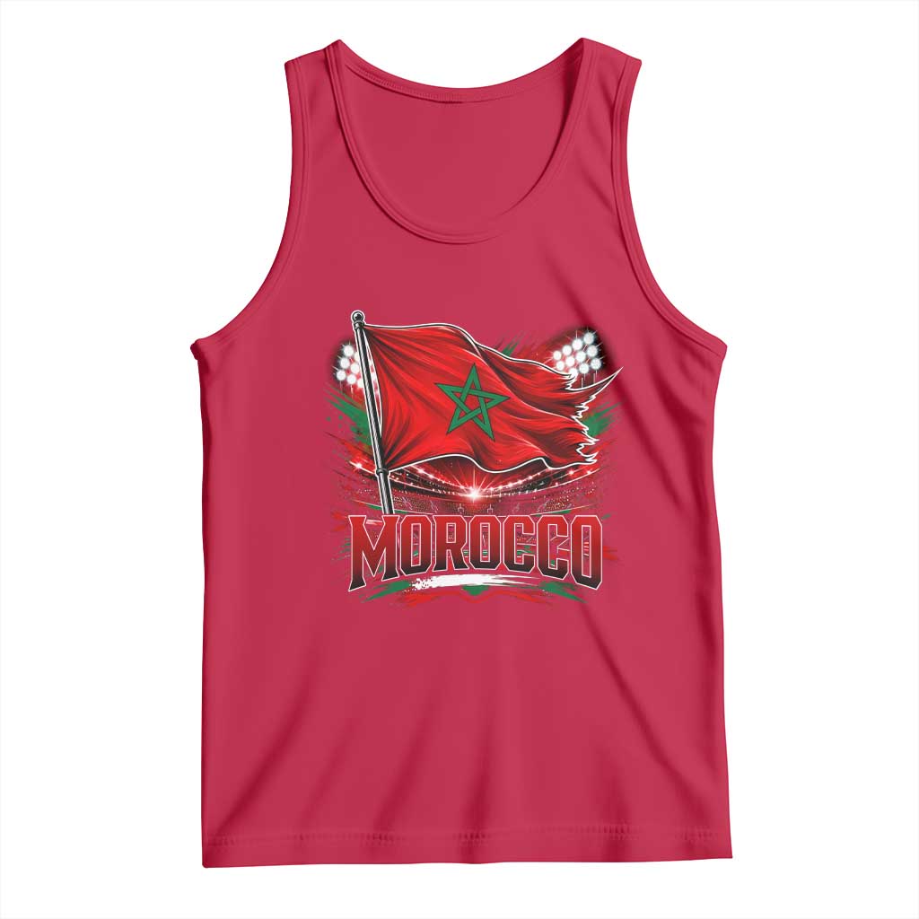 Waving Morocco Flag Stadium Lights Tank Top Patriotic Moroccan Soccer Fans