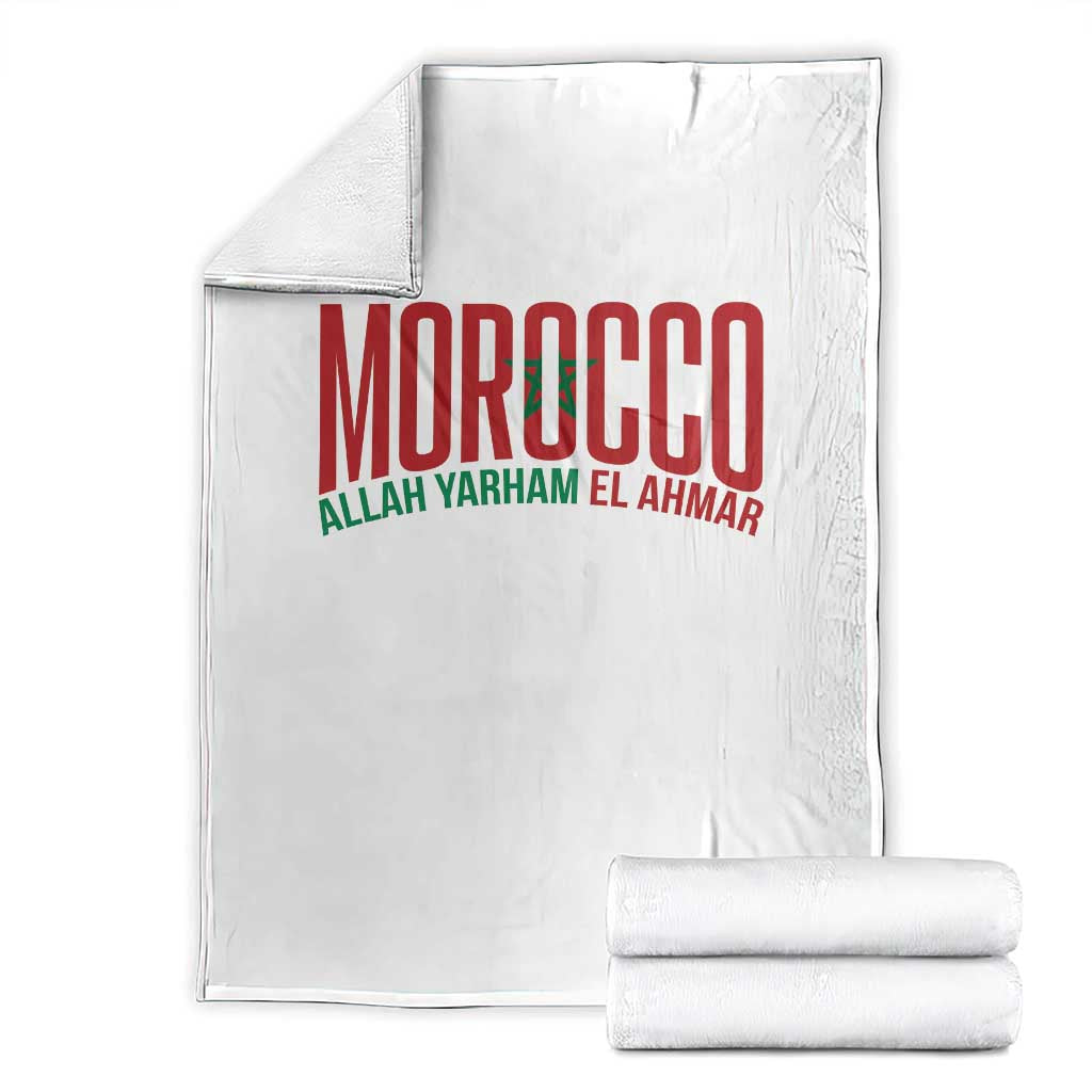 Morocco Flag Pride Allah Yarham El Ahmar Throw Blanket Moroccan Soccer Football Fans Gift