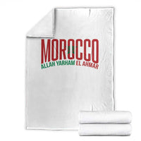 Morocco Flag Pride Allah Yarham El Ahmar Throw Blanket Moroccan Soccer Football Fans Gift