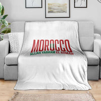 Morocco Flag Pride Allah Yarham El Ahmar Throw Blanket Moroccan Soccer Football Fans Gift