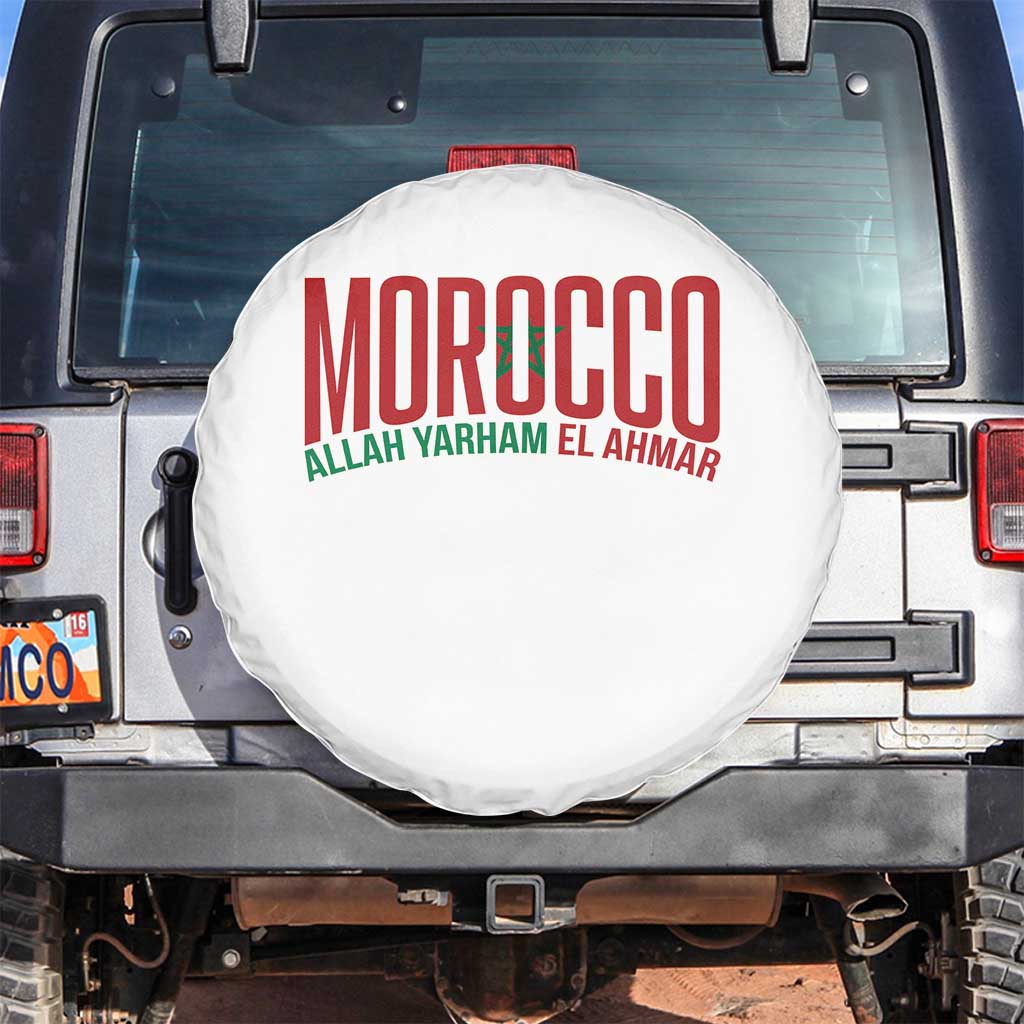 Morocco Flag Pride Allah Yarham El Ahmar Spare Tire Cover Moroccan Soccer Football Fans Gift