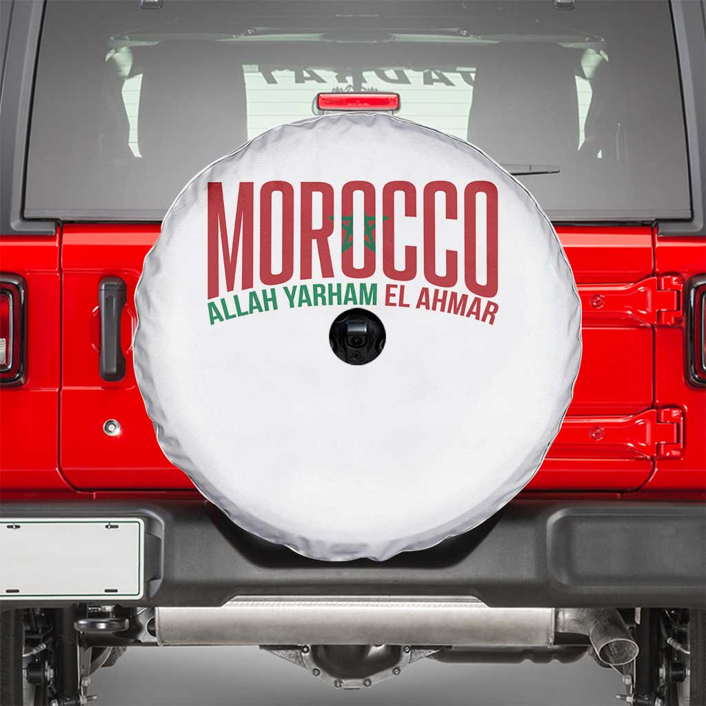 Morocco Flag Pride Allah Yarham El Ahmar Spare Tire Cover Moroccan Soccer Football Fans Gift