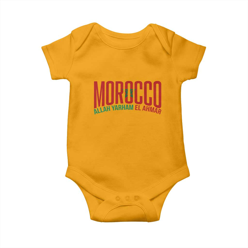 Morocco Flag Pride Allah Yarham El Ahmar Baby Onesie Moroccan Soccer Football Fans Gift