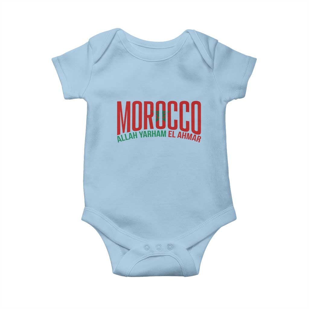 Morocco Flag Pride Allah Yarham El Ahmar Baby Onesie Moroccan Soccer Football Fans Gift