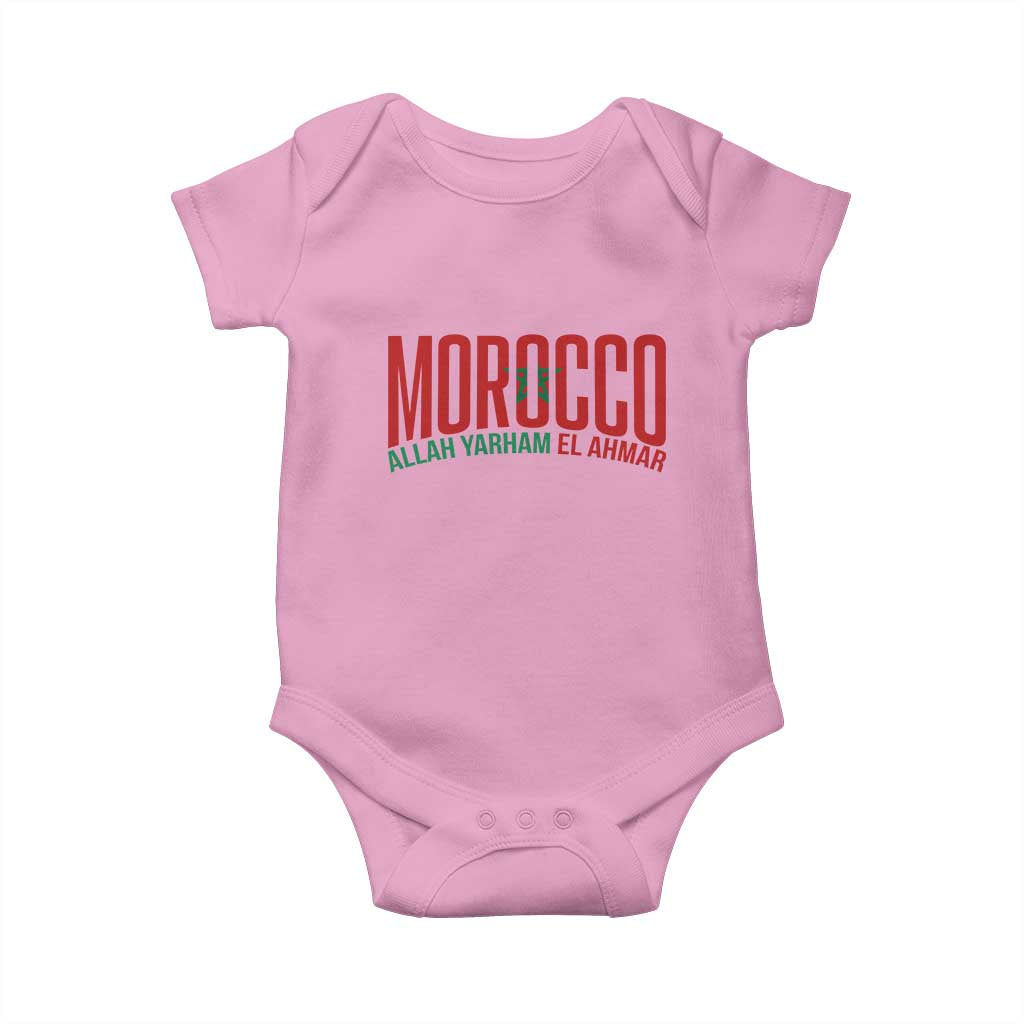Morocco Flag Pride Allah Yarham El Ahmar Baby Onesie Moroccan Soccer Football Fans Gift