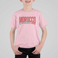 Morocco Flag Pride Allah Yarham El Ahmar T Shirt For Kid Moroccan Soccer Football Fans Gift