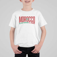 Morocco Flag Pride Allah Yarham El Ahmar T Shirt For Kid Moroccan Soccer Football Fans Gift
