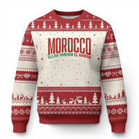 Morocco Flag Pride Allah Yarham El Ahmar Ugly Christmas Sweater Moroccan Soccer Football Fans Gift