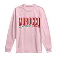Morocco Flag Pride Allah Yarham El Ahmar Long Sleeve Shirt Moroccan Soccer Football Fans Gift