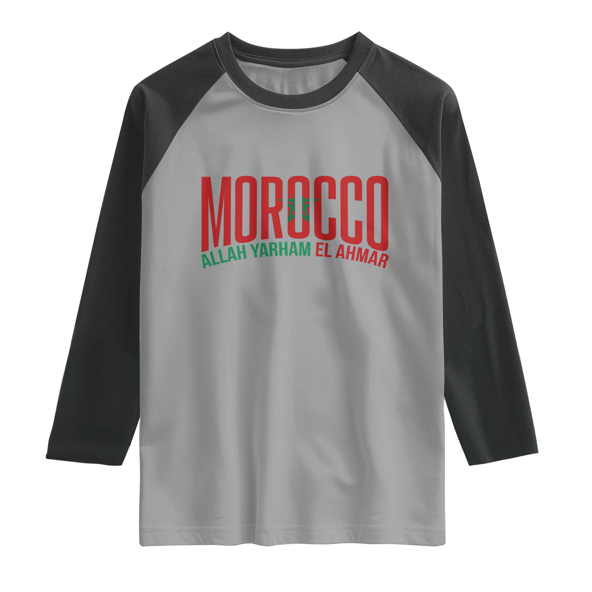 Morocco Flag Pride Allah Yarham El Ahmar Raglan Shirt Moroccan Soccer Football Fans Gift
