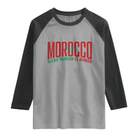 Morocco Flag Pride Allah Yarham El Ahmar Raglan Shirt Moroccan Soccer Football Fans Gift