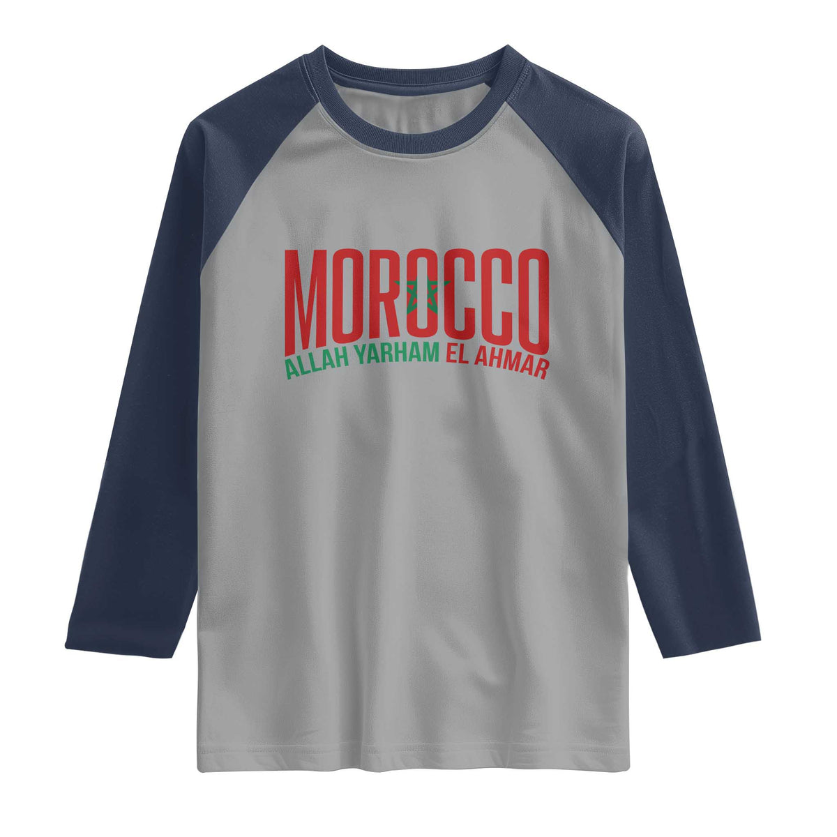 Morocco Flag Pride Allah Yarham El Ahmar Raglan Shirt Moroccan Soccer Football Fans Gift