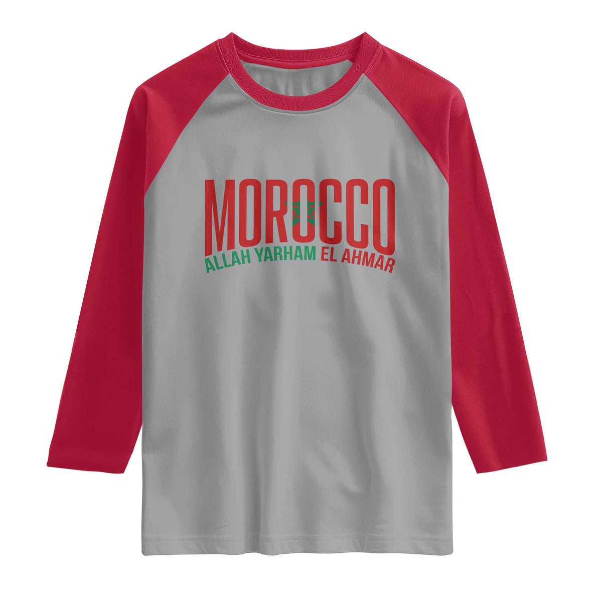 Morocco Flag Pride Allah Yarham El Ahmar Raglan Shirt Moroccan Soccer Football Fans Gift