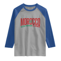 Morocco Flag Pride Allah Yarham El Ahmar Raglan Shirt Moroccan Soccer Football Fans Gift