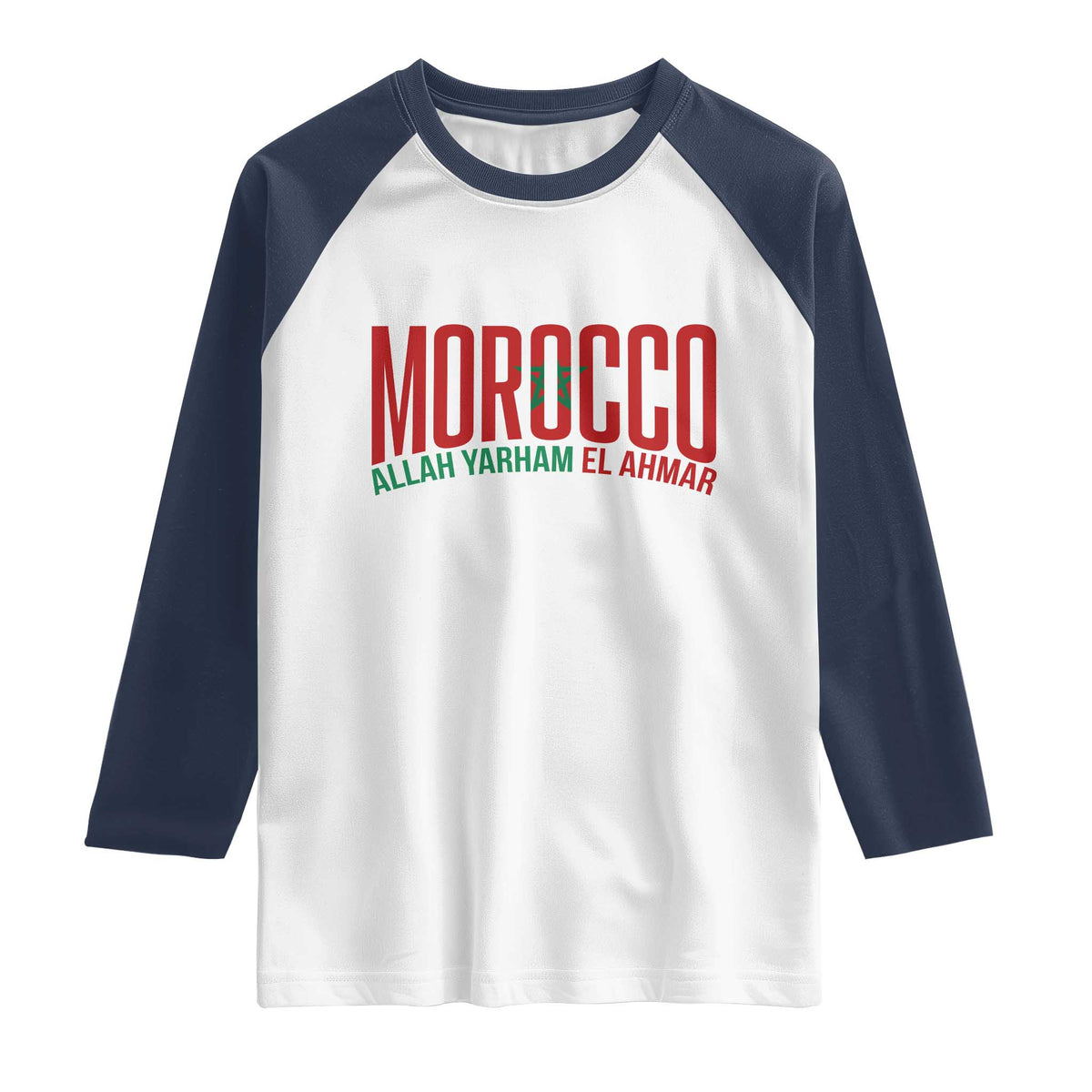 Morocco Flag Pride Allah Yarham El Ahmar Raglan Shirt Moroccan Soccer Football Fans Gift