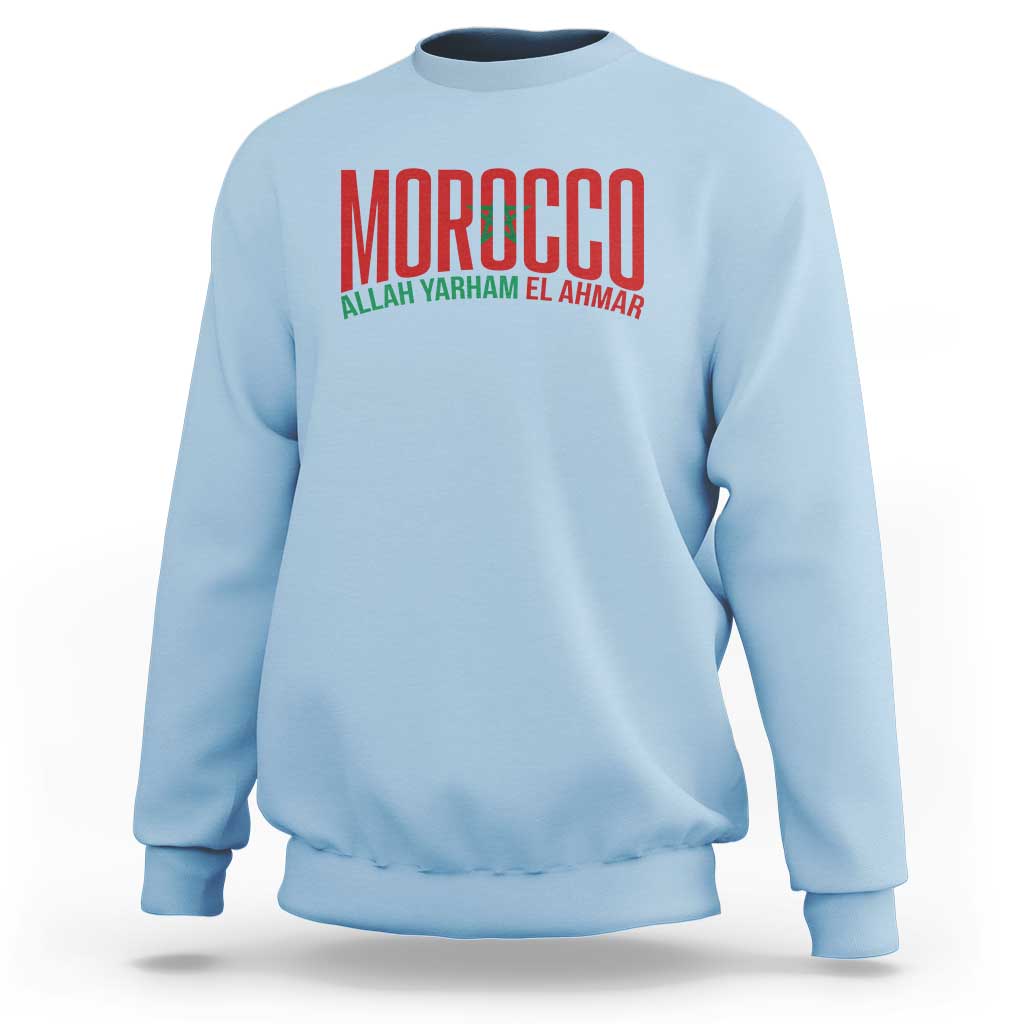 Morocco Flag Pride Allah Yarham El Ahmar Sweatshirt Moroccan Soccer Football Fans Gift