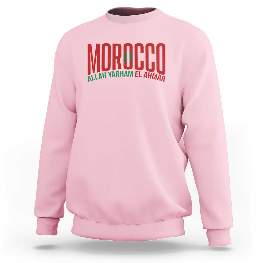 Morocco Flag Pride Allah Yarham El Ahmar Sweatshirt Moroccan Soccer Football Fans Gift