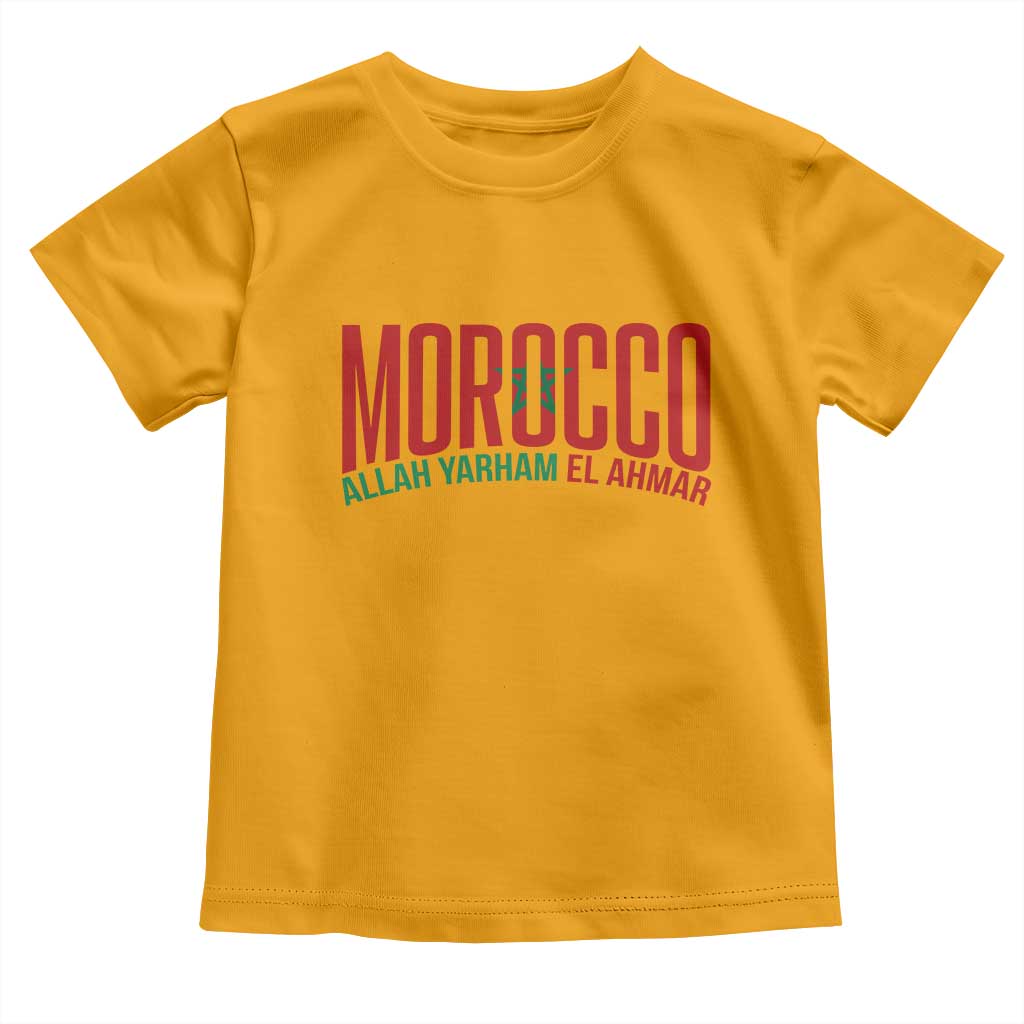 Morocco Flag Pride Allah Yarham El Ahmar Toddler T Shirt Moroccan Soccer Football Fans Gift