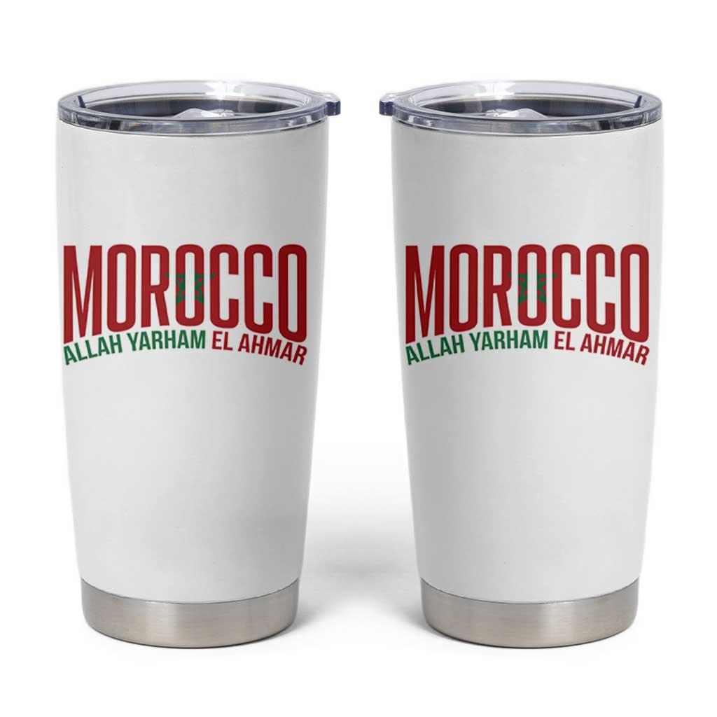 Morocco Flag Pride Allah Yarham El Ahmar Tumbler Cup Moroccan Soccer Football Fans Gift