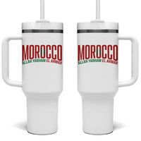 Morocco Flag Pride Allah Yarham El Ahmar Tumbler With Handle Moroccan Soccer Football Fans Gift