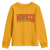 Morocco Flag Pride Allah Yarham El Ahmar Youth Sweatshirt Moroccan Soccer Football Fans Gift