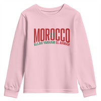 Morocco Flag Pride Allah Yarham El Ahmar Youth Sweatshirt Moroccan Soccer Football Fans Gift