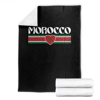 Love Morocco Retro Stripe Graphic Throw Blanket Maroc Moroccan Flag Heart