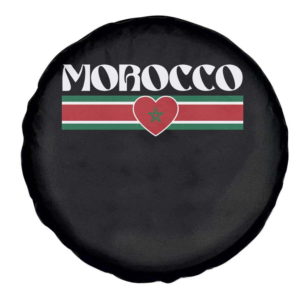 Love Morocco Retro Stripe Graphic Spare Tire Cover Maroc Moroccan Flag Heart
