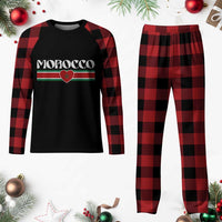 Love Morocco Retro Stripe Graphic Plaid Pajama Set Maroc Moroccan Flag Heart