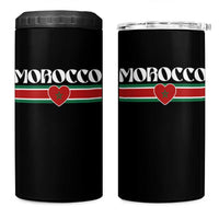 Love Morocco Retro Stripe Graphic 4 in 1 Can Cooler Tumbler Maroc Moroccan Flag Heart