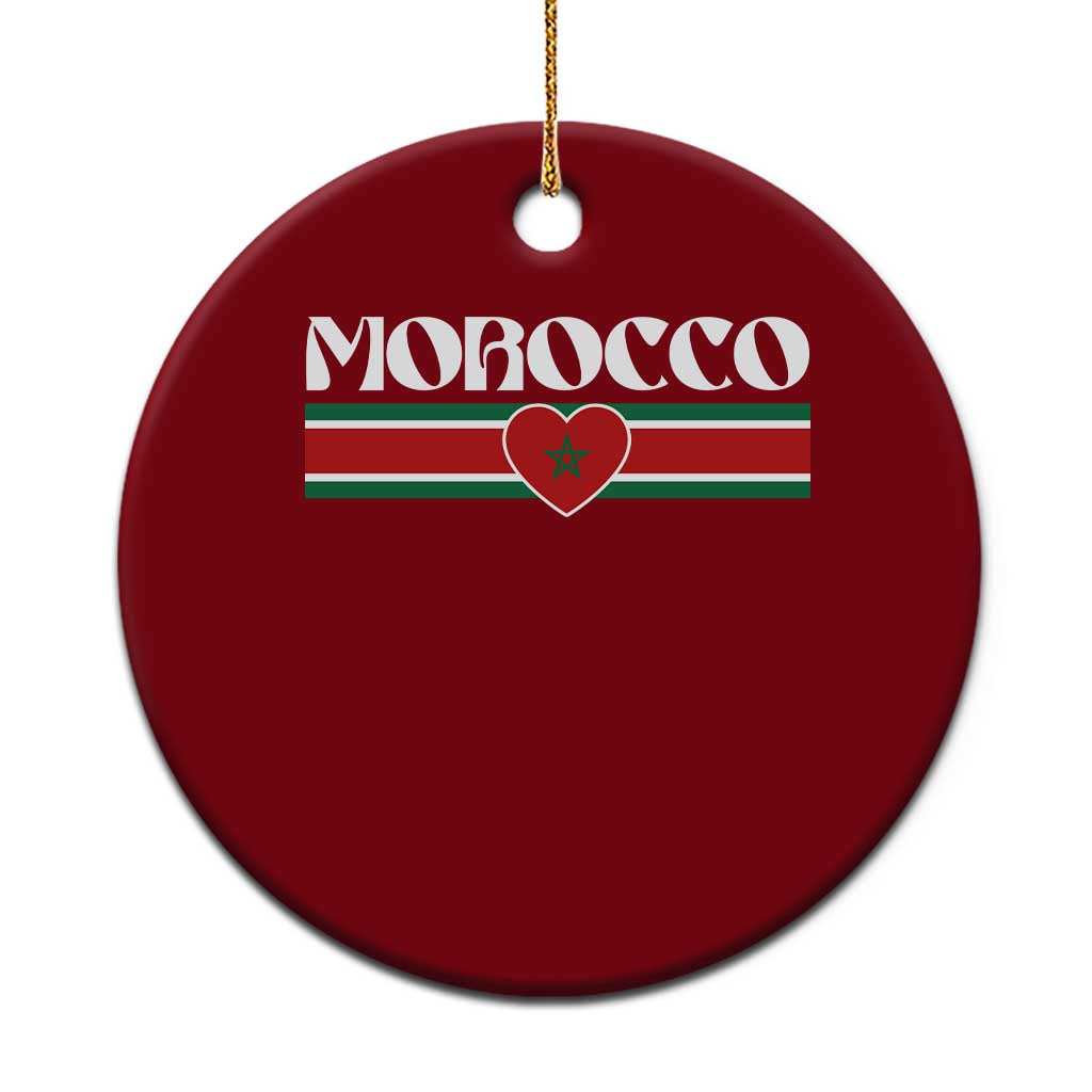 Love Morocco Retro Stripe Graphic Ceramic Ornament Maroc Moroccan Flag Heart