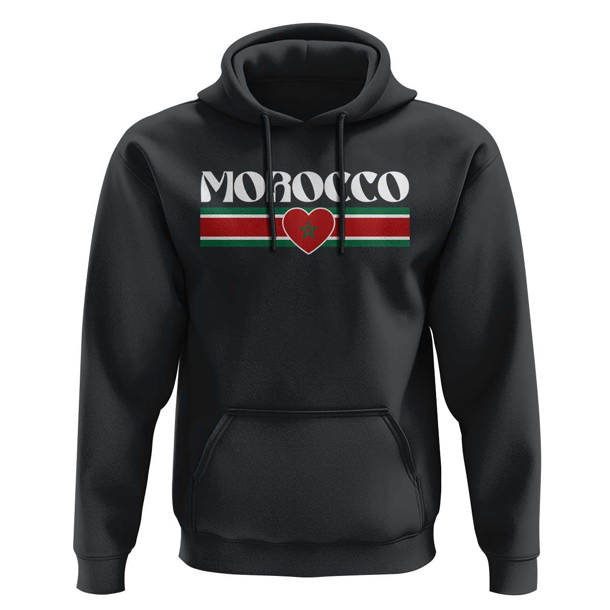 Love Morocco Retro Stripe Graphic Hoodie Maroc Moroccan Flag Heart