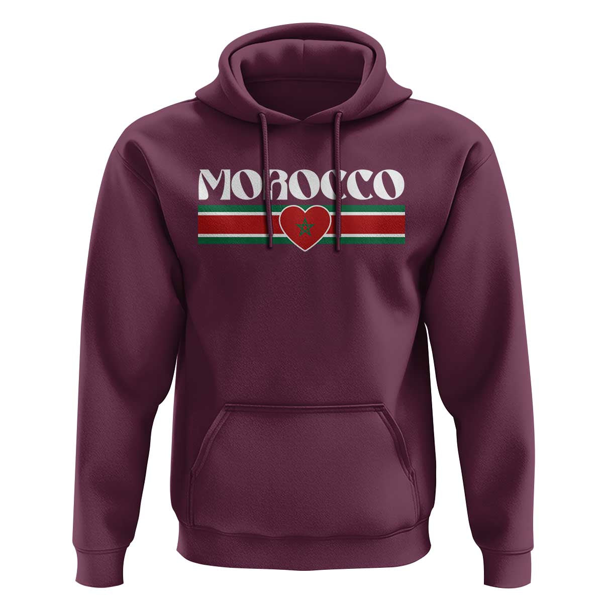 Love Morocco Retro Stripe Graphic Hoodie Maroc Moroccan Flag Heart