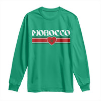Love Morocco Retro Stripe Graphic Long Sleeve Shirt Maroc Moroccan Flag Heart