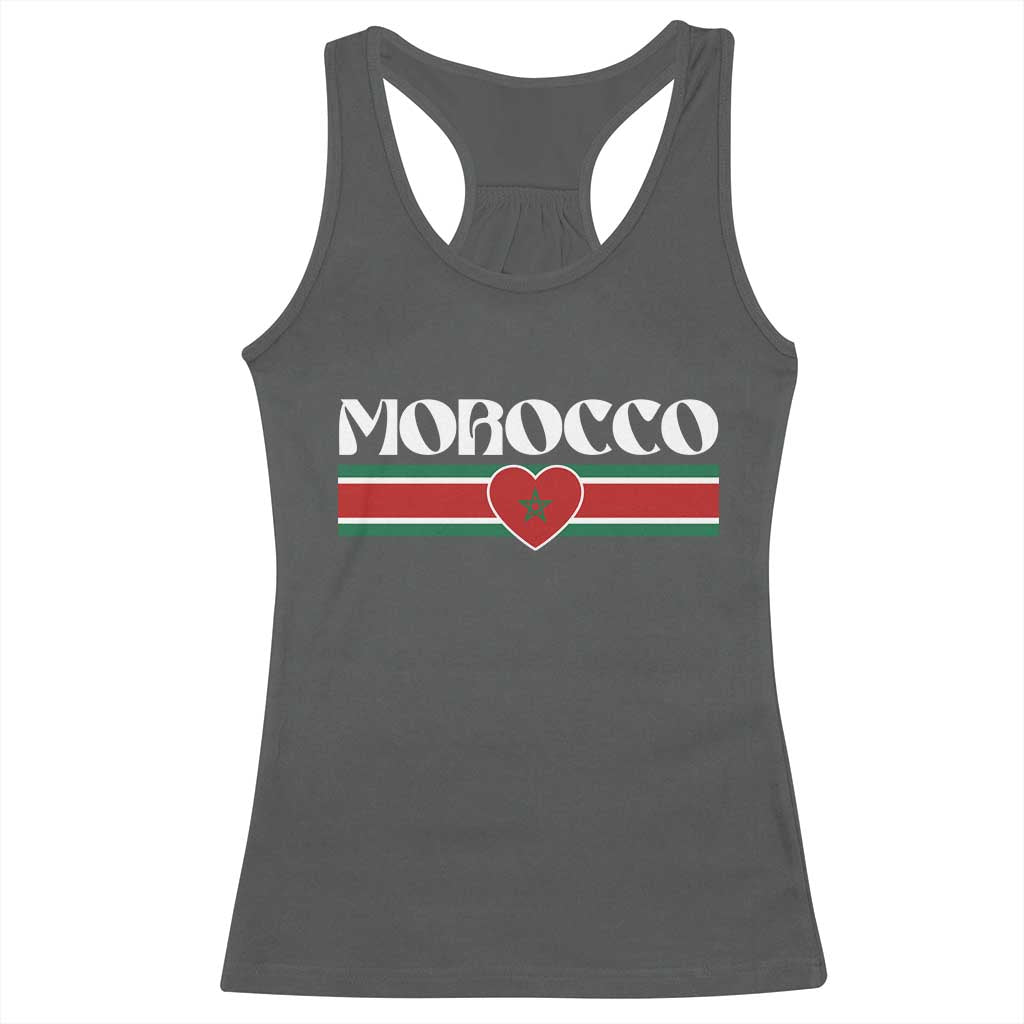 Love Morocco Retro Stripe Graphic Racerback Tank Top Maroc Moroccan Flag Heart