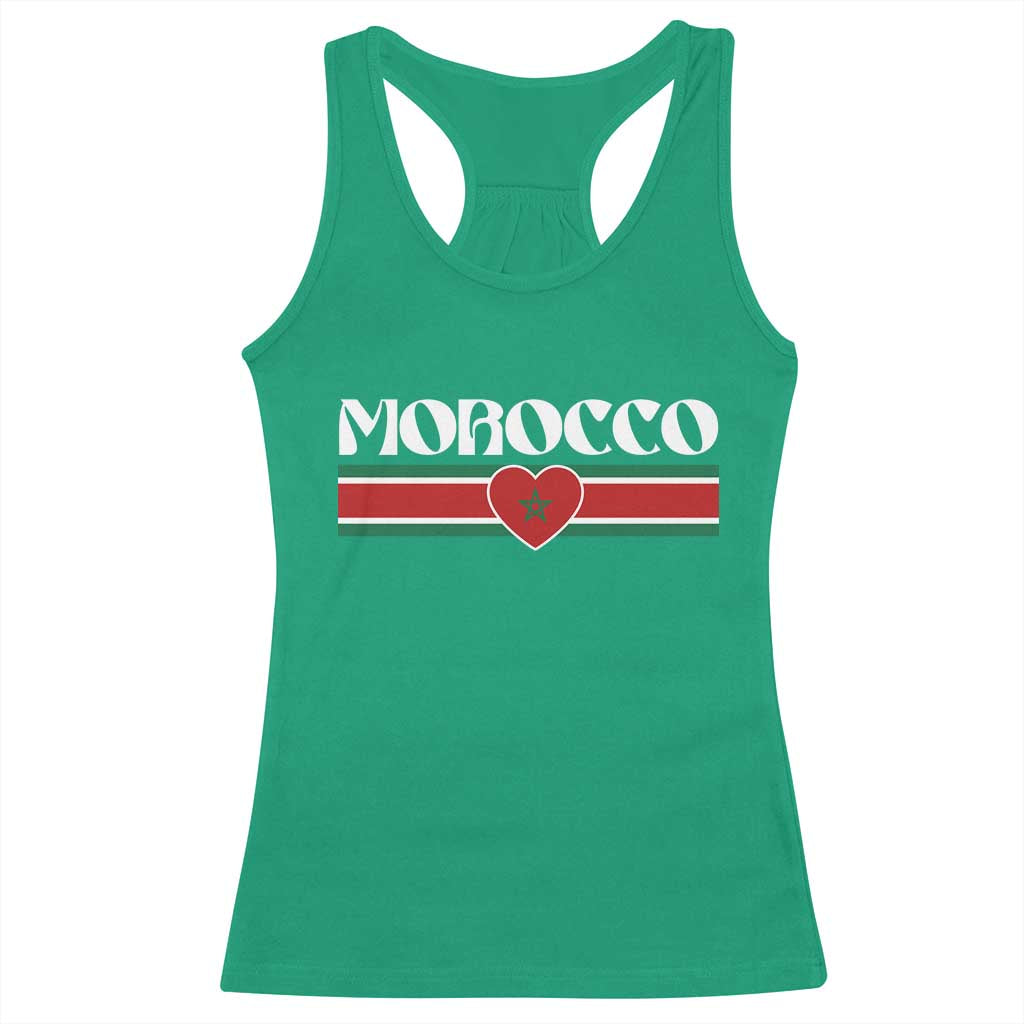 Love Morocco Retro Stripe Graphic Racerback Tank Top Maroc Moroccan Flag Heart