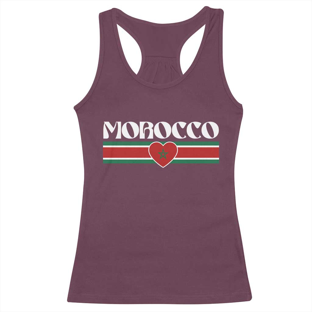 Love Morocco Retro Stripe Graphic Racerback Tank Top Maroc Moroccan Flag Heart