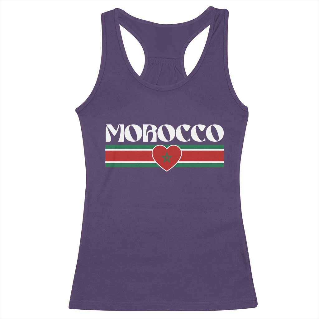 Love Morocco Retro Stripe Graphic Racerback Tank Top Maroc Moroccan Flag Heart