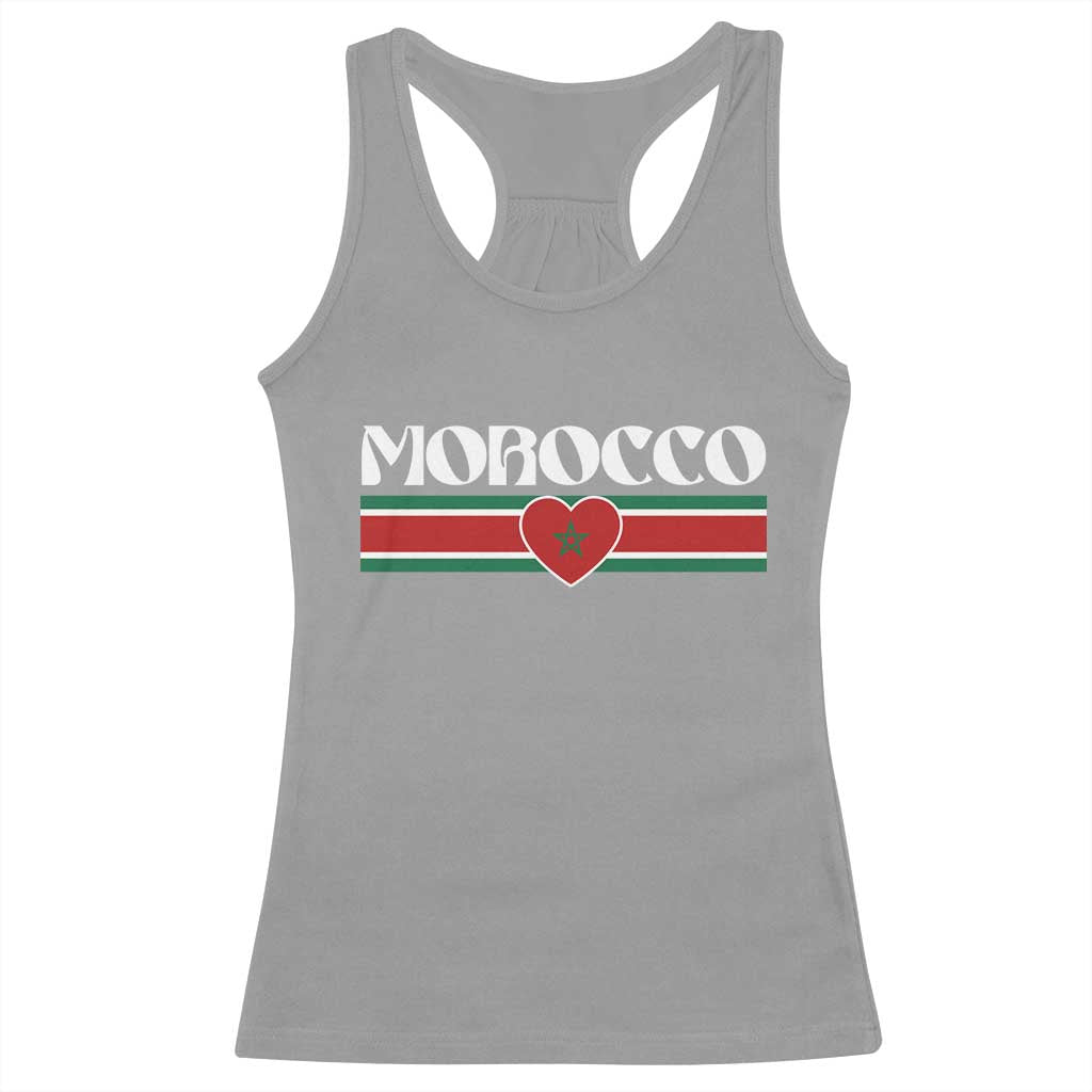 Love Morocco Retro Stripe Graphic Racerback Tank Top Maroc Moroccan Flag Heart